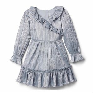 Metallic Plisse Ruffle Dress